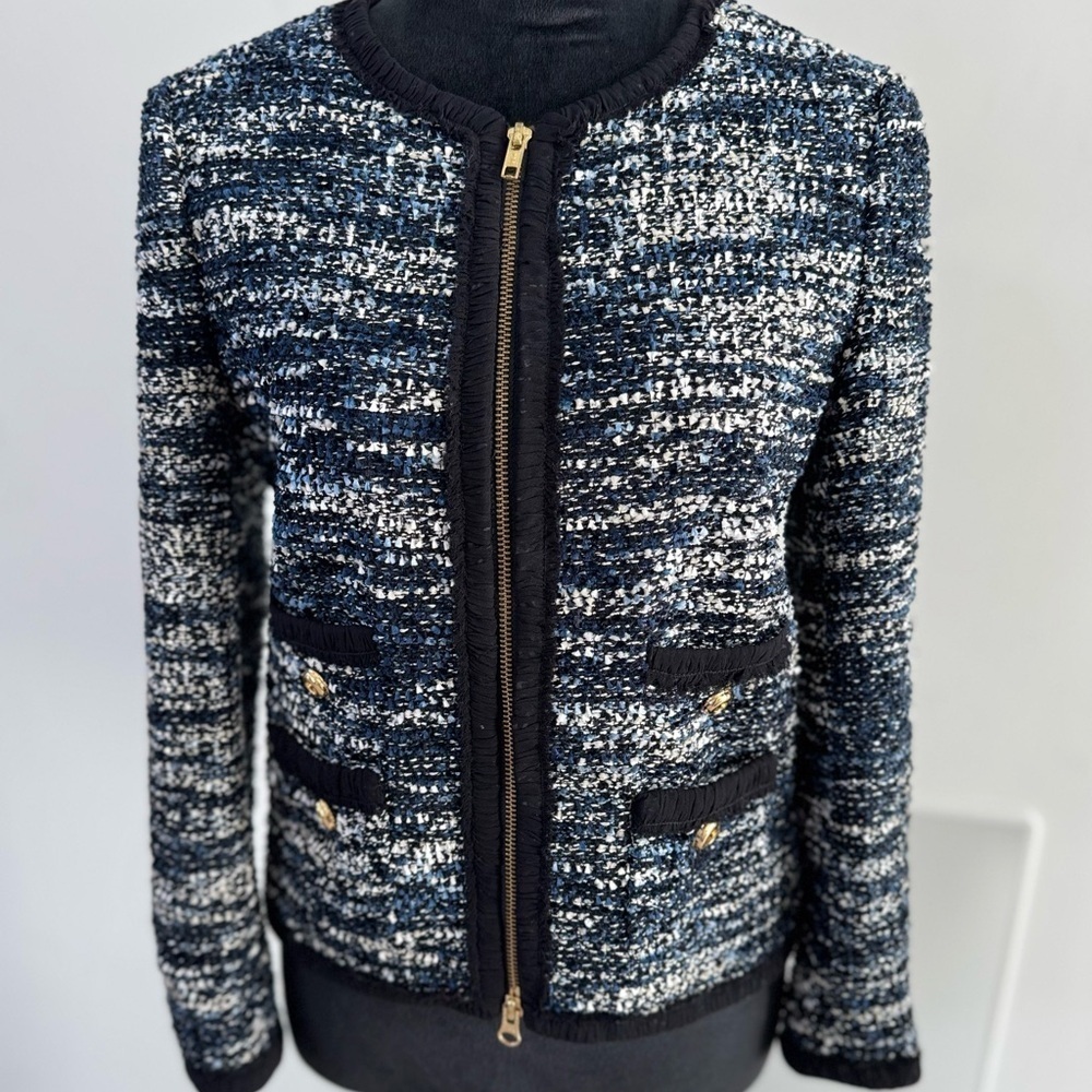 Juicy Couture Navy and White Tweed Blazer